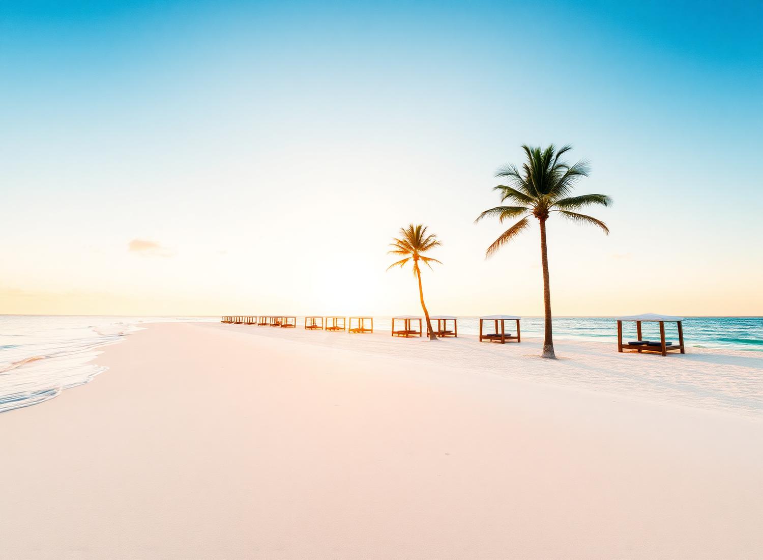 Private beach at golden hour