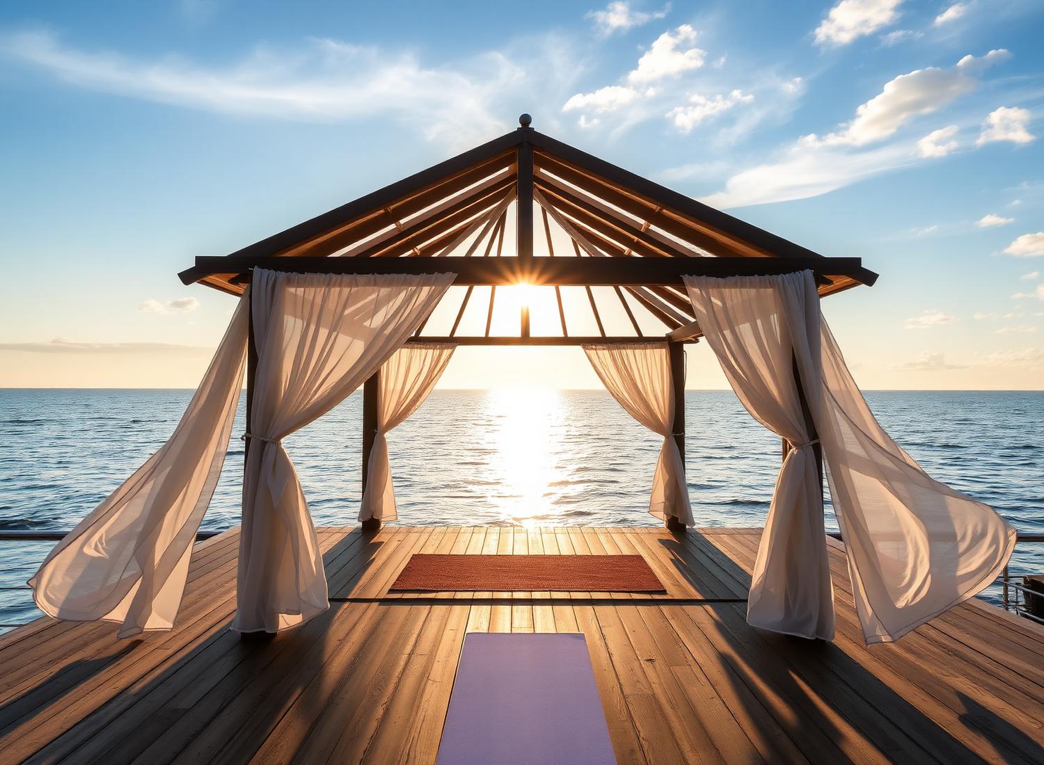 Yoga pavilion at sunrise